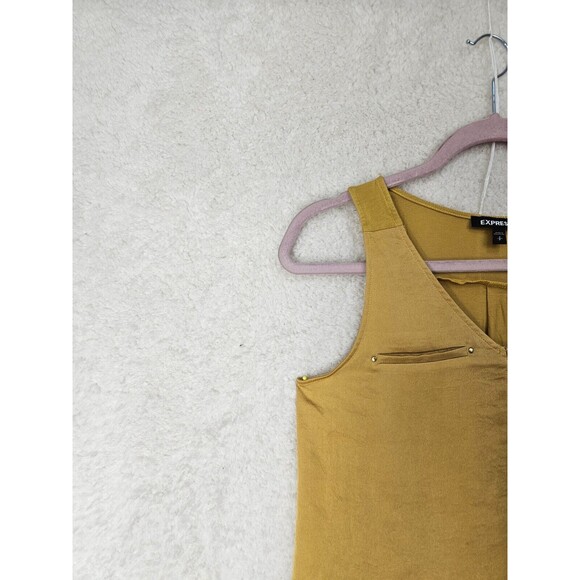 Express Women Top Small Yellow Chiffon Blend Sleeveless 1/4 Zip Tank Blouse - Picture 2 of 16